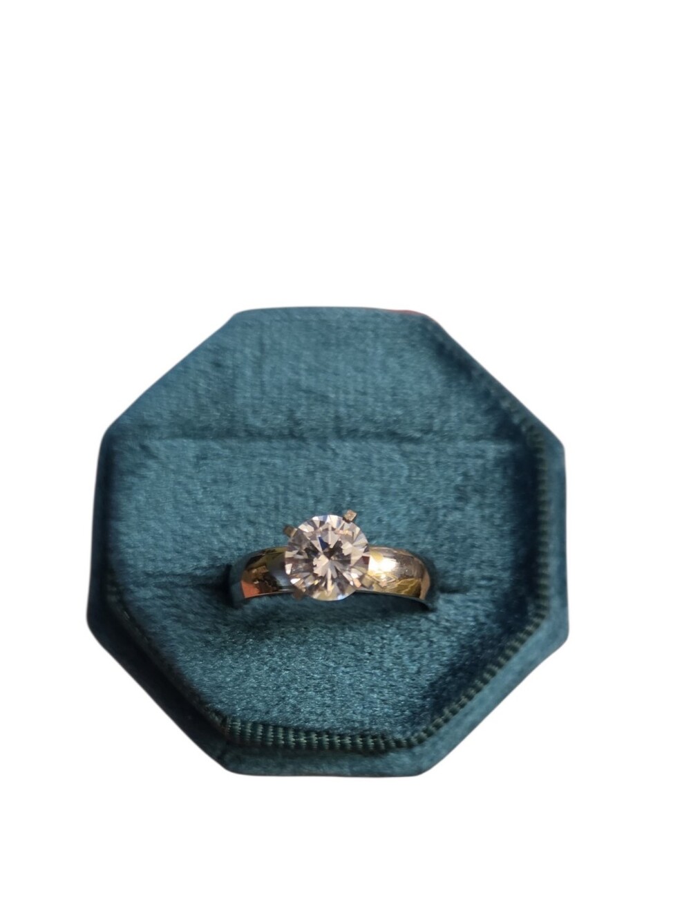 Vintage Size 6.5 Silver Toned Classic Solitaire Engagement Ring